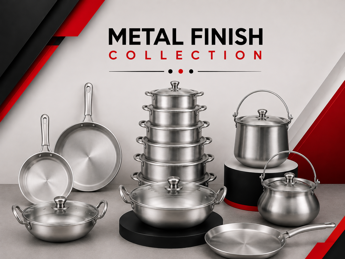 A variety of stylish metal finish kitchen utensils